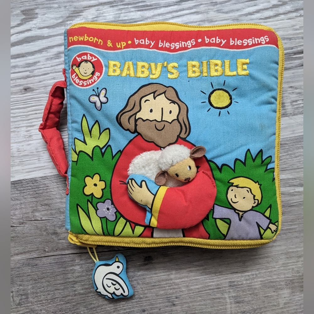 Vintage 3D Baby Blessings Baby's Bible book, embroidered movable elements, rare